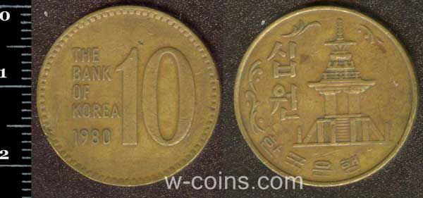 Монета Корея Южная 10 вон 1980