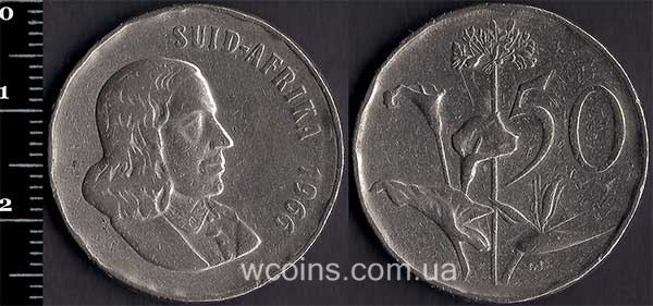 Монета ЮАР 50 центов 1966