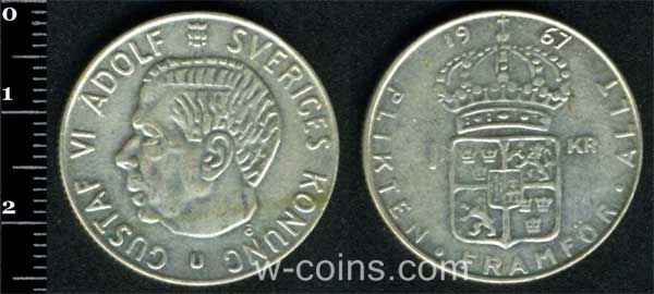 Монета Швеция 1 крона 1967