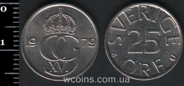Монета Швеция 25 эре 1979