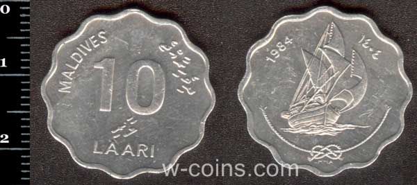 Монета Мальдивы 10 лаари 1984