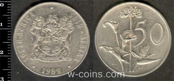 Монета Південна Африка 50 центів 1989