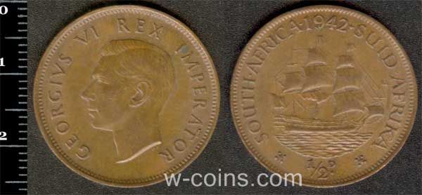 Монета ЮАР 1/2 пенни 1942