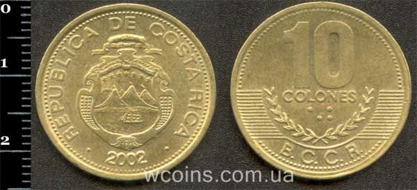 Монета Коста Рика 10 колонов 2002