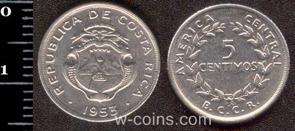 Монета Коста Рика 5 сентимо 1953