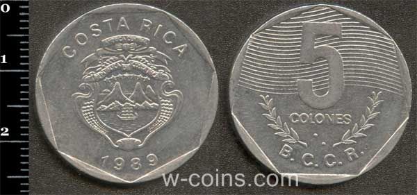 Монета Коста Рика 5 колонов 1989