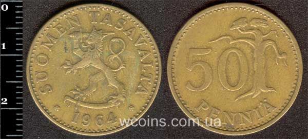Монета Финляндия 50 пенсов 1964