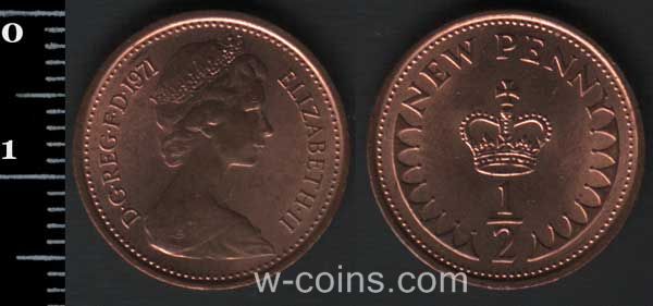 Монета Великобритания 1/2 новых пенни 1971