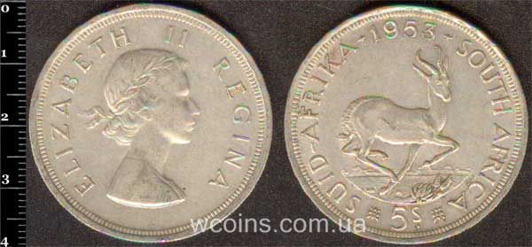 Монета ЮАР 5 шиллинглв 1953