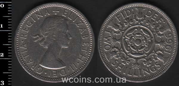 Монета Великобритания 2 шилинга 1966