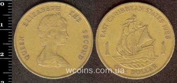 Монета Восточно-Карибские Государства 1 доллар 1986