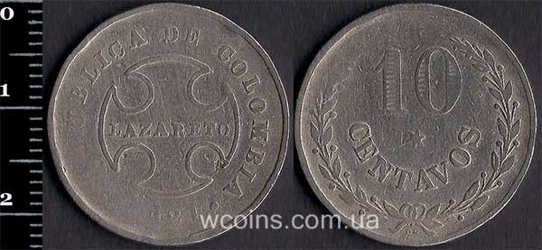 Монета Колумбия 10 сентаво 1921