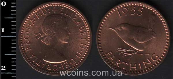 Монета Великобритания фартинг 1955