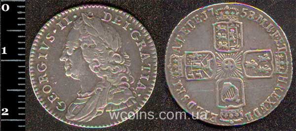 Монета Великобритания 6 пенсов 1758
