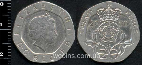 Монета Великобритания 20 пенсов 2000