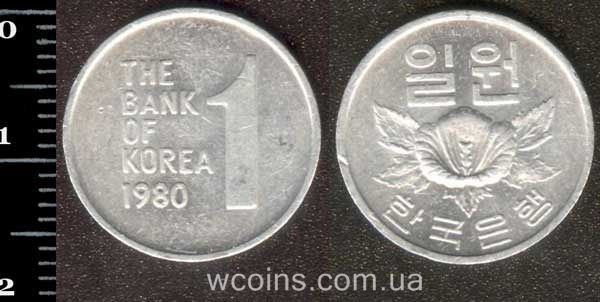 Монета Корея Южная 1 вона 1980