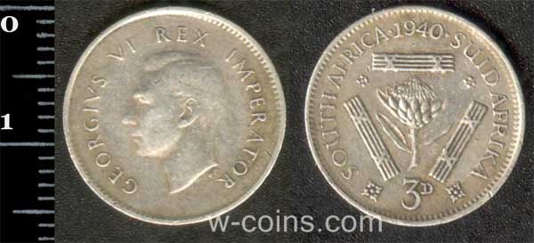 Монета ЮАР 3 пенса 1940