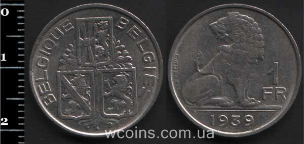 Монета Бельгия 1 франк 1939