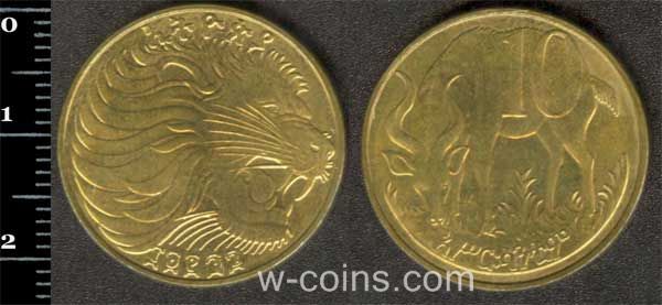 Монета Эфиопия 10 центов 1977