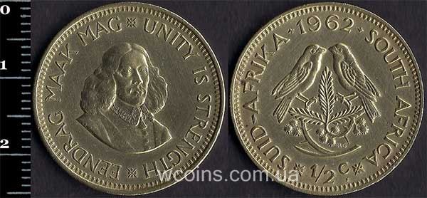 Монета ЮАР 1/2 цента 1962