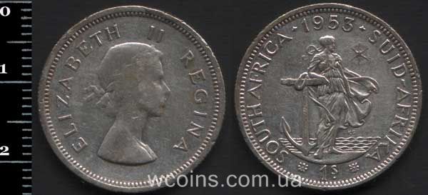 Монета ЮАР 1 шиллинг 1953