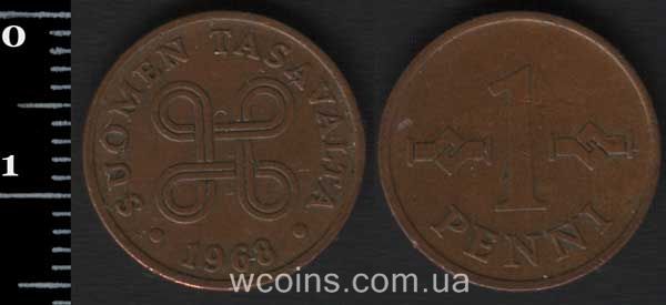 Монета Финляндия 1 пенни 1968