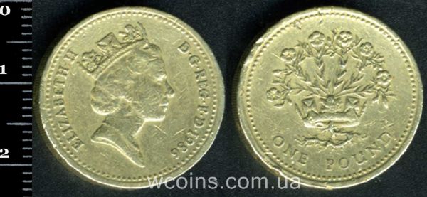 Монета Великобритания 1 фунт 1986