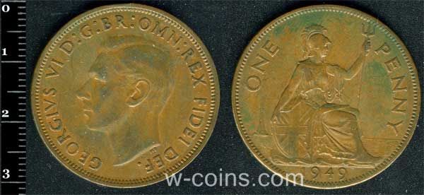 Монета Великобритания 1 пенни 1949