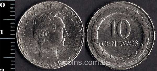 Монета Колумбия 10 сентаво 1969