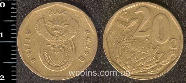 Монета ЮАР 20 центов 2004