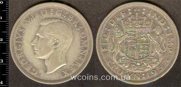 Монета Великобритания 1 крона 1937