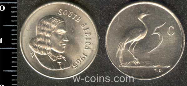 Монета ЮАР 5 центов 1965