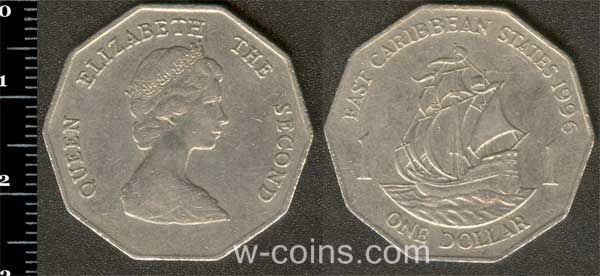 Монета Восточно-Карибские Государства 1 доллар 1996