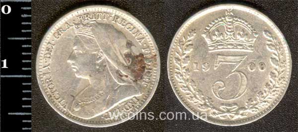 Монета Великобритания 3 пенса 1900