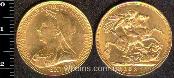 Монета Великобритания 1 соверен 1894