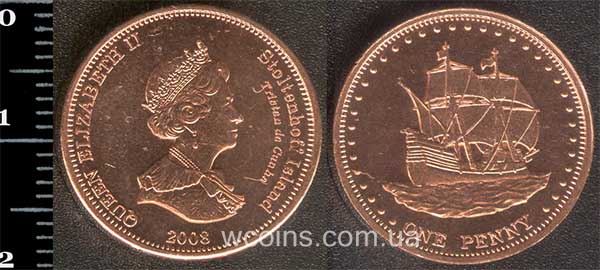 Монета Тристан-да-Кунья Острова 1 пенни 2008