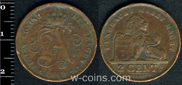 Монета Бельгия 2 сантима 1919