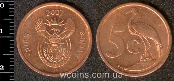 Монета ЮАР 5 центов 2007
