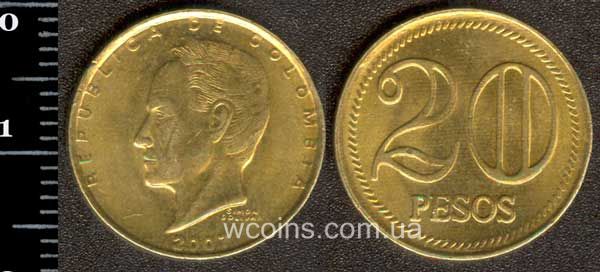 Монета Колумбия 20 песо 2007