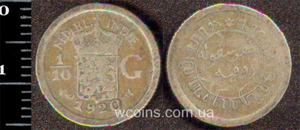 Монета Индонезия 1/10 гульдена 1920