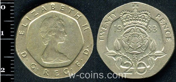 Монета Великобритания 20 пенсов 1983