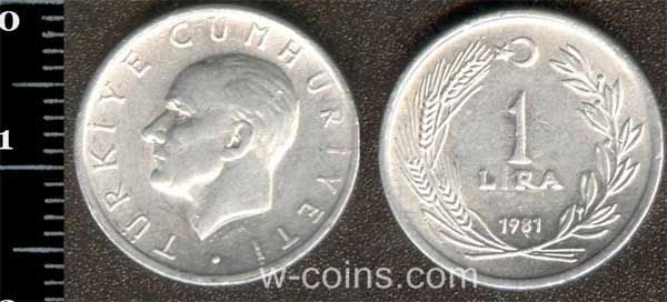 Монета Турция 1 лира 1981