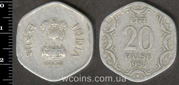 Монета Индия 20 пайс 1984