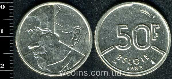 Монета Бельгия 50 франков 1993
