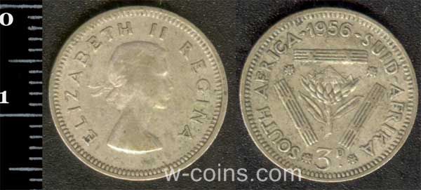 Монета ЮАР 3 пенса 1956