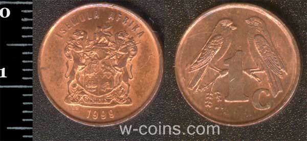 Монета ЮАР 1 цент 1999