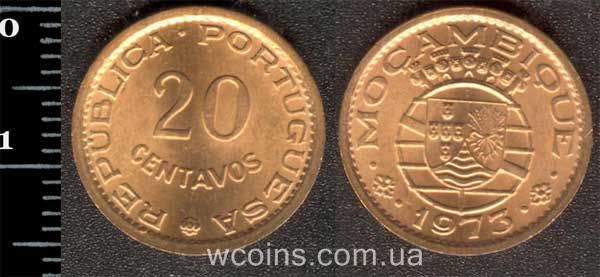 Монета Мозамбик 20 сентавос 1973