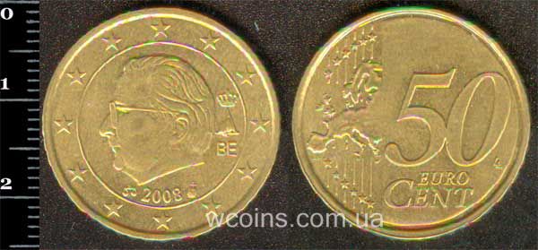 Монета Бельгия 50 евроцентов 2008