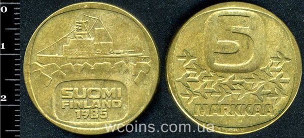 Монета Финляндия 5 марок 1985