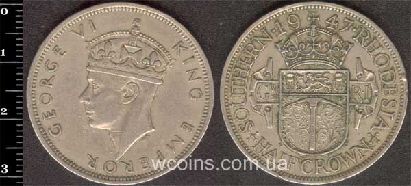 Монета Зимбабве 1/2 кроны 1947